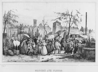 Der Blumenmarkt in Paris, 1834